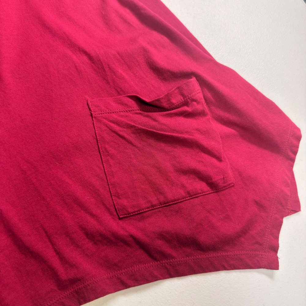 LOGO Lori Goldstein Sharkbite Tunic Top Berry Red Side Button Pocket Large - Picture 4 of 9